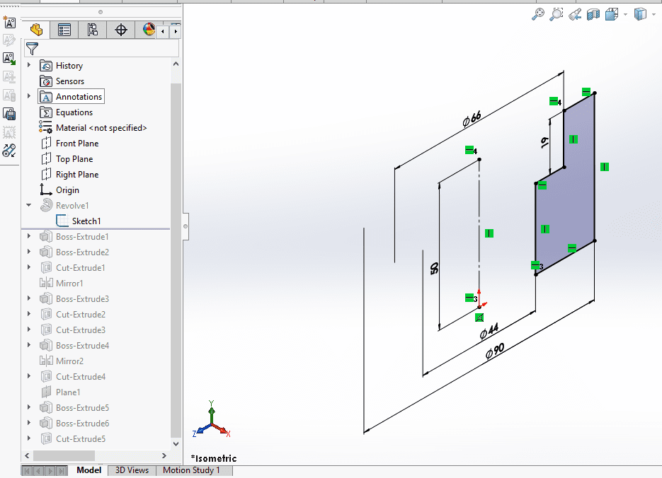 Model Control Bracket in SolidWorks
