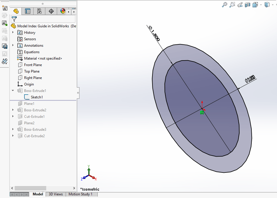 Model Index Guide in SolidWorks