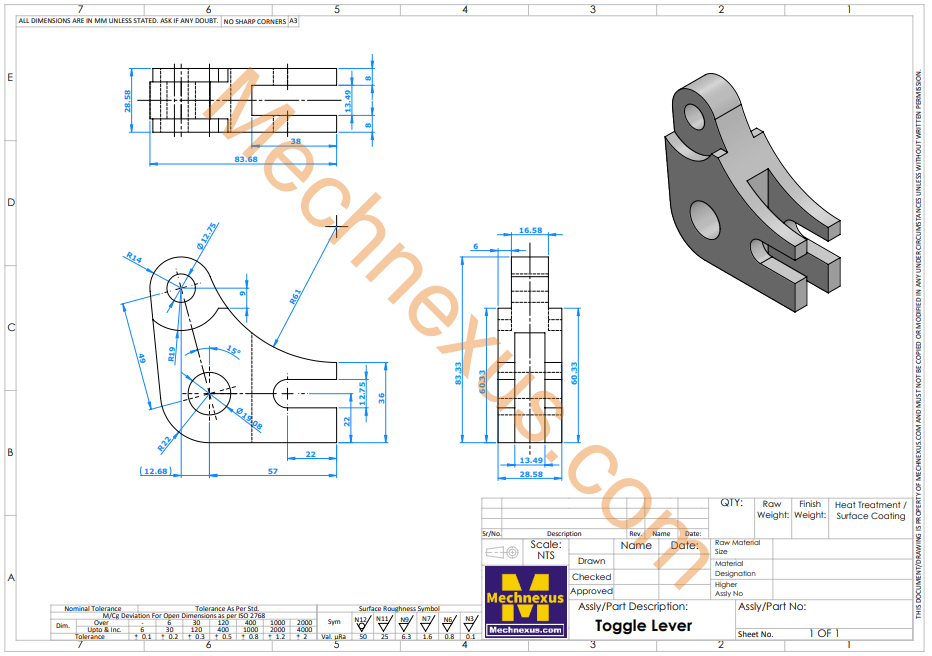 Model Toggle Lever In Solidworks Watermarked Image