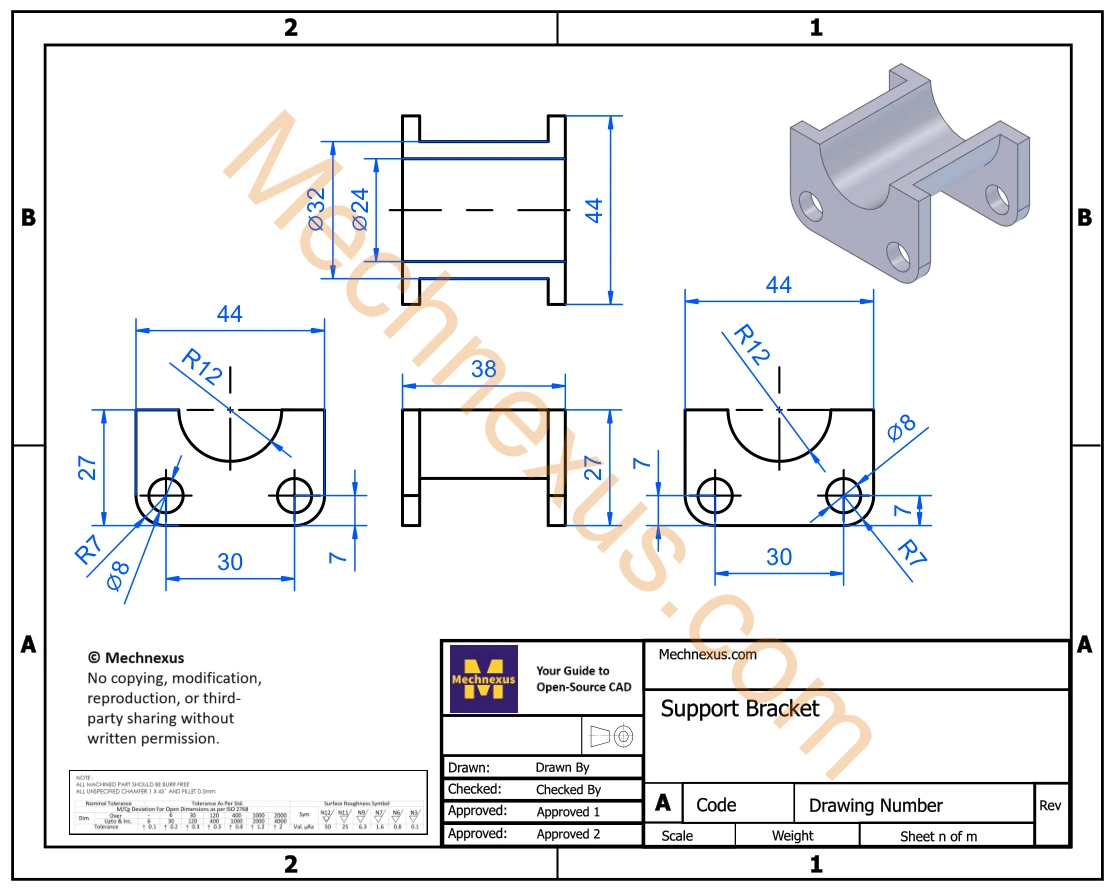 50.Model Support Bracket in FreeCAD